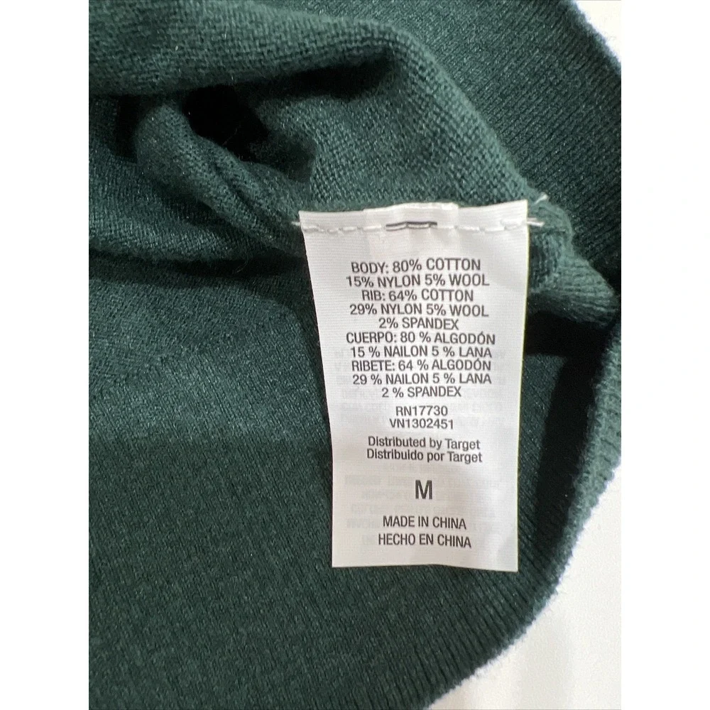 Goodfellow & Co Shirt Mens Med. Green  Long Sleeve V Neck Pullover Sweater